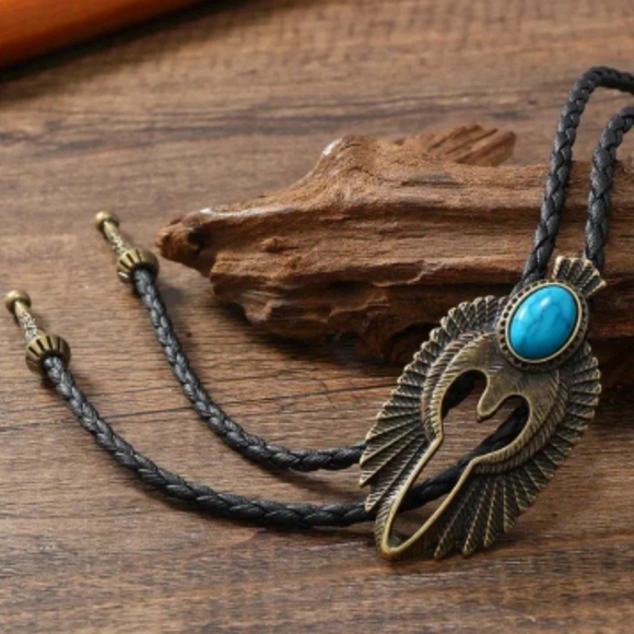 New falcon eagle bird leather bolo tie - Picture 1 of 3